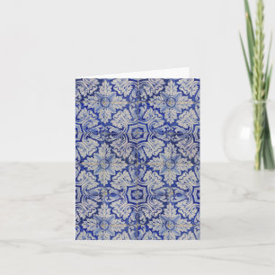 Blauw en wit  Floral Pattern Kaart