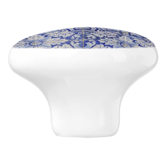 Blauw en wit  Floral Pattern Keramische Knop (Zijkant)