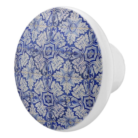 Blauw en wit  Floral Pattern Keramische Knop (Rechts)