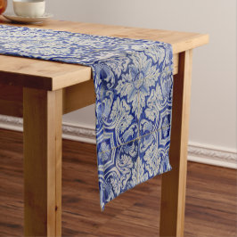 Blauw en wit  Floral Pattern Korte Tafelloper