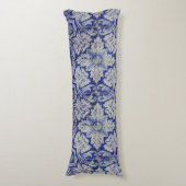 Blauw en wit  Floral Pattern Lichaamskussen (Voorkant Verticaal)