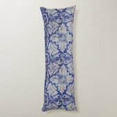 Blauw en wit  Floral Pattern Lichaamskussen (Achterkant (Verticaal))