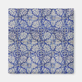 Blauw en wit  Floral Pattern Magneet (Voorkant)