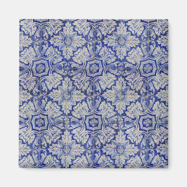 Blauw en wit  Floral Pattern Magneet