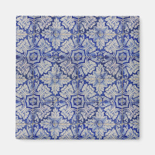 Blauw en wit  Floral Pattern Magneet
