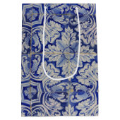 Blauw en wit  Floral Pattern Medium Cadeauzakje (Achterkant)
