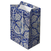 Blauw en wit  Floral Pattern Medium Cadeauzakje (Achterkant Gekanteld)
