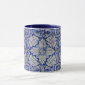 Blauw en wit  Floral Pattern Mok (Midden)