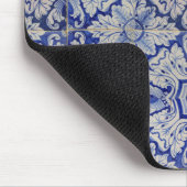 Blauw en wit  Floral Pattern Muismat (Hoek)