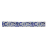 Blauw en wit  Floral Pattern Satijnen Lint (Voorkant)