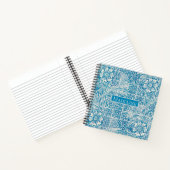Blauw en wit  Floral Pattern Square Notitieboek (Binnen)