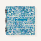 Blauw en wit Floral Pattern Square Notitieboek (Voorkant)