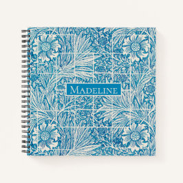 Blauw en wit  Floral Pattern Square Notitieboek