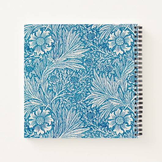 Blauw en wit  Floral Pattern Square Notitieboek (Achterkant)