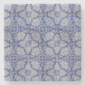 Blauw en wit  Floral Pattern Stenen Onderzetter (Voorkant)
