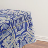 Blauw en wit Floral Pattern Tafelkleed (Voorbeeld)