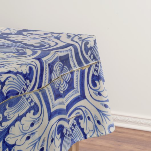 Blauw en wit  Floral Pattern Tafelkleed (Voorbeeld)