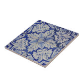 Blauw en wit  Floral Pattern Tegeltje (Zijkant)