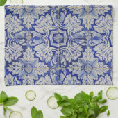 Blauw en wit  Floral Pattern Theedoek (Gevouwen)