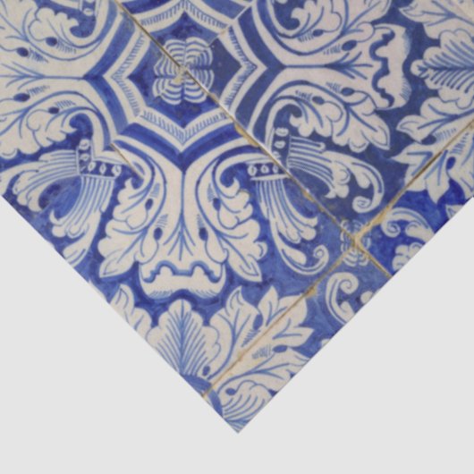 Blauw en wit  Floral Pattern Tissuepapier (Detail)