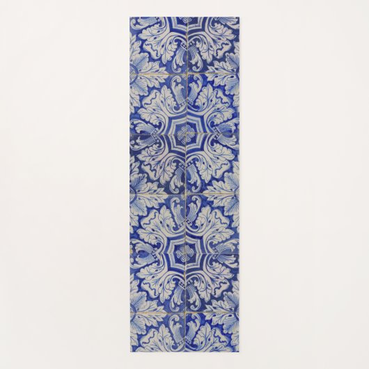 Blauw en wit  Floral Pattern Yogamat (Voorkant)