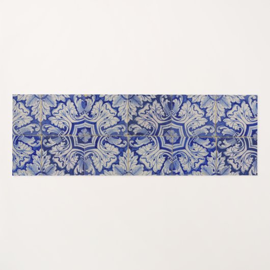 Blauw en wit  Floral Pattern Yogamat (Voorkant (horizontaal))