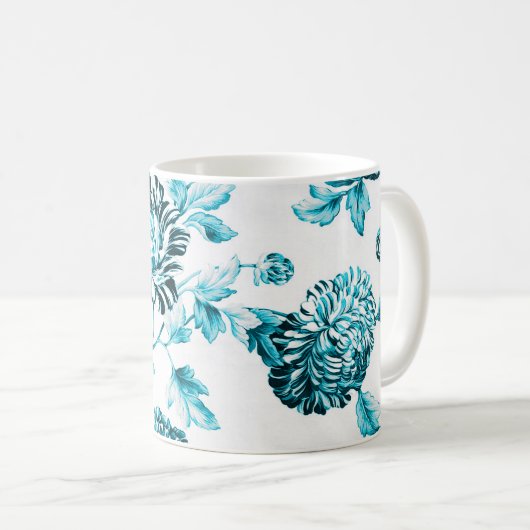 Blauw en wit  Floral Toile No.2 Koffiemok (Voorkant rechts)