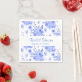 Blauw en wit Floral Vrijgezellenfeest Papieren ser Servet (Insitu)