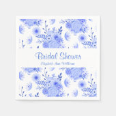 Blauw en wit Floral Vrijgezellenfeest Papieren ser Servet (Voorkant)