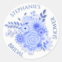 Blauw en wit Floral Vrijgezellenfeest Sticker