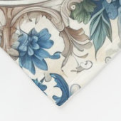 Blauw en Wit Foliage Design Fleece Deken (Hoek)