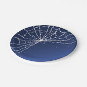 Blauw en wit fonkelend diamanten spinnenweb papieren bordje (Gekanteld)