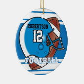 Blauw en wit Football Keramisch Ornament (Rechts)