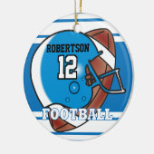 Blauw en wit Football Keramisch Ornament (Links)