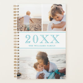 Blauw en wit fotocollage planner