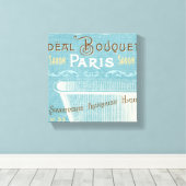 Blauw en wit Frans Bathtub Canvas Afdruk (Insitu (Houten vloer))