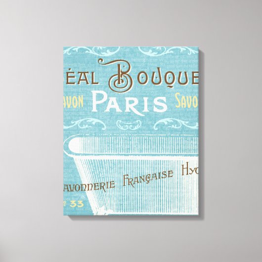 Blauw en wit Frans Bathtub Canvas Afdruk (Voorkant)