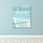 Blauw en wit Frans Bathtub Canvas Afdruk (Insitu (Houten vloer))