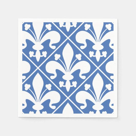  blauw en wit Frans Fleur de Lys Servet (Voorkant)
