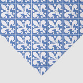  blauw en wit Frans Fleur de Lys Tissuepapier (Detail)