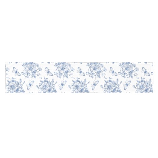 Blauw en wit Frans land Korte Tafelloper (Horizontaal)