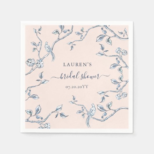 Blauw en wit Frans profiel op roze Vrijgezellenfee Servet (Voorkant)