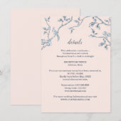 Blauw en wit Frans Toile Huwelijksdetails   Informatiekaartje (Voorkant / Achterkant)