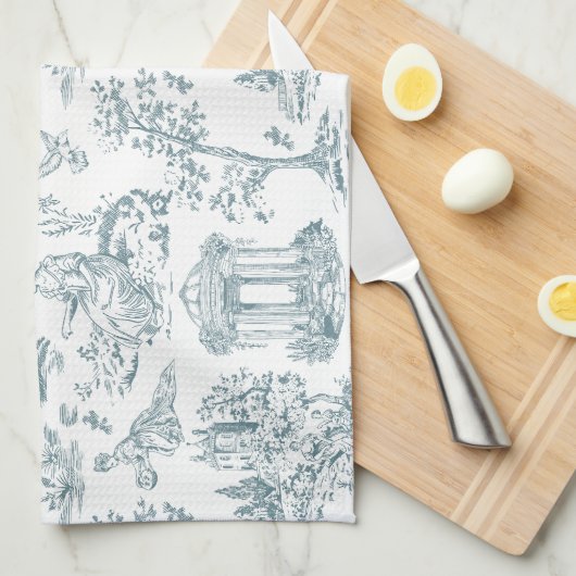 Blauw en wit Frans toilet Theedoek (Quarter Fold)