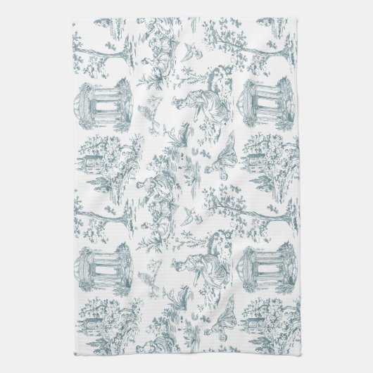 Blauw en wit Frans toilet Theedoek (Verticaal)