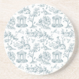 Blauw en wit Frans toilet Zandsteen Onderzetter