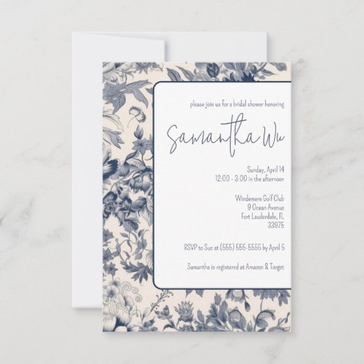 Blauw en wit Frans Vrijgezellenfeest Kaart (Voorkant)