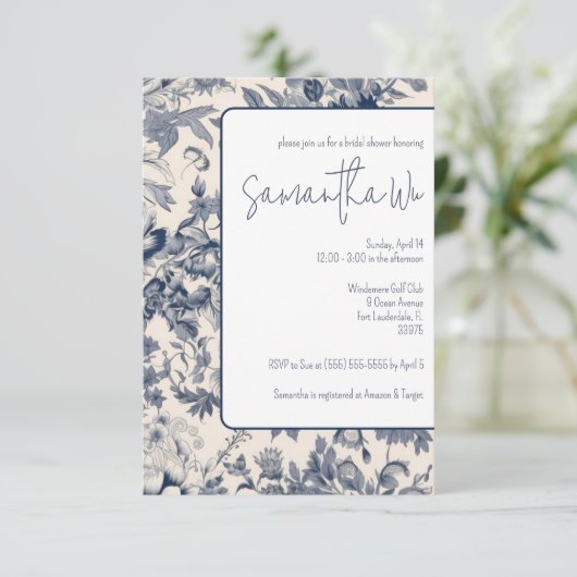 Blauw en wit Frans Vrijgezellenfeest Kaart (Staand voorkant)