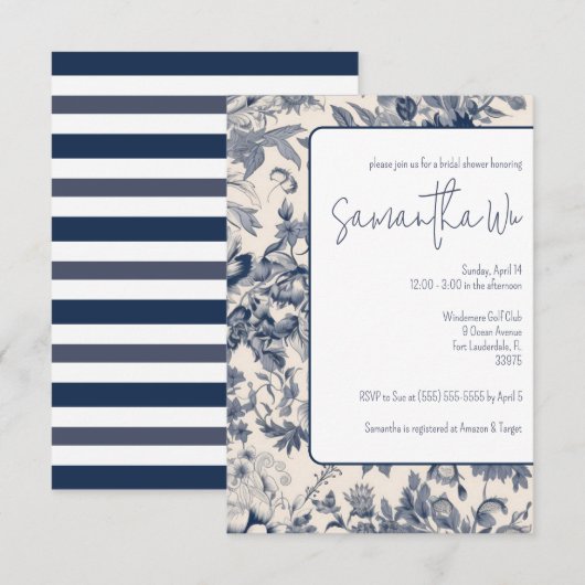 Blauw en wit Frans Vrijgezellenfeest Kaart (Voorkant / Achterkant)