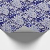 Blauw en wit galvormig tapijpapier voor konijnen cadeaupapier (Hoek)